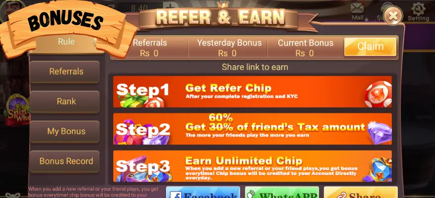refer and earn menu